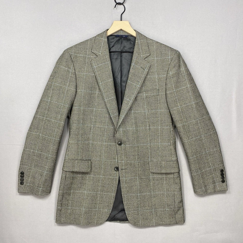 Brooks Brothers Blue Check Glen Plaid Madison 1818 Loro Piana Wool Blazer 41L